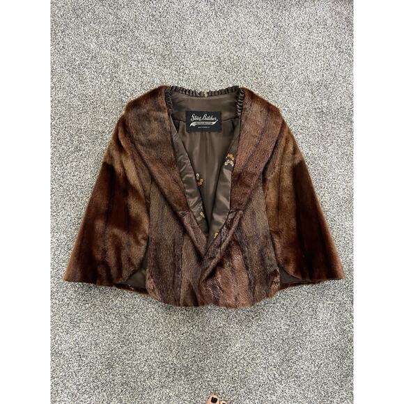 Steve Butcher Vintage Brown Beaver Shawl Cape 1950’s Made In Detroit - Picture 3 of 6